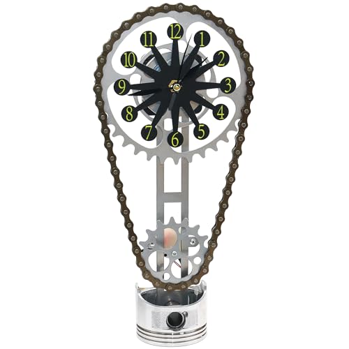 Ltoifdl 3D Metal Edition Rotating Gear Clock, Creative Timing Chain Clock, Vintage Statue Timing Chain, Retro Design for Home Office &Dormitories, Schools Gifts