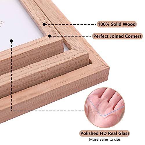 ATOBART 8x10 Set of 6 Oak Wood Picture Frame Solid Wooden Photo Frame Natural Wood Color Frames with Real Glass for Wall Mounting or Tabletop Living Room Bedroom Home Decor - Image 4