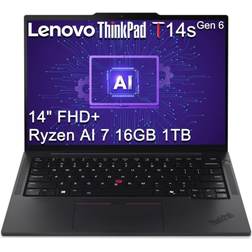 Image of Lenovo ThinkPad T14 S G6, 14 inch FHD+, Ryzen AI 7 PRO 350, 16GB DDR5, 1TB SSD | Anti-Glare 400 Nits, Business AI Laptop, > Intel Ultra 7 165U, 7500MHz RAM, Thunderbolt 4, IR Webcam, Copilot+ PC, Win 11 Pro