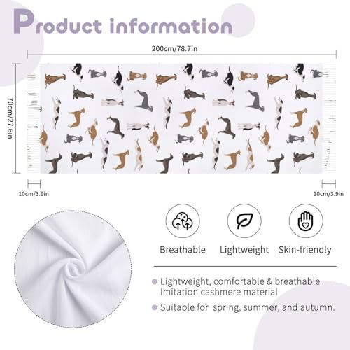 Greyhound Dogs Different Poses Women's Autumn Winter Scarf Tassel Soft Warm Blanket Scarf Shawl3