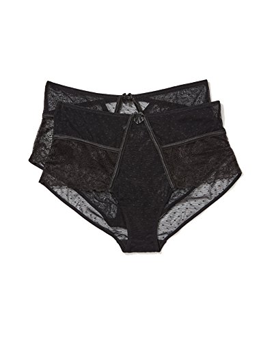 Amazon Brand - Iris & Lilly Women's Maya High Waisted Briefs, Pack of 2, Black, M, Label:M