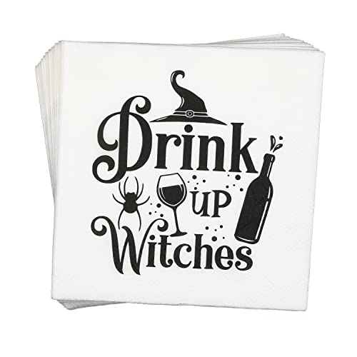 Drink Up Witches Napkins, Halloween Witches Birthday Party Decorations, Halloween Bachelorettte Party Decorations, Halloween Hocus Pocus Witch Theme Party Decorations (5 X 5 In, 30-Pack) #TOP13