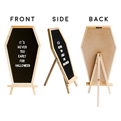 Danepro Coffin Letter Board 17 X 11 Inch - Made From New Zealand Cedar With Over 655 Changeable Goth Letters, Numbers, Emojis For Messages - Black Felt Wooden Spooky Gothic Decor Letterboard For Notices #TOP3