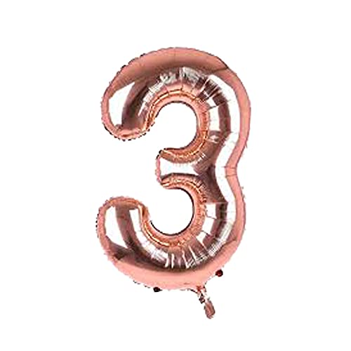 Image of Shopperskart Rosegold 32 Inches 3 Numbers Shape Large Big Foil Helium Balloons For Party Decorations In Happy Birthday Anniversary Office Items Materials Set Pack, Pack Of 1