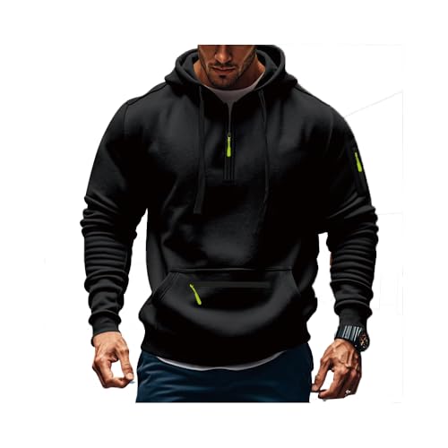 fashion Men's hooded sweatshirt long sleeves warm comfortable solid color top outerwear