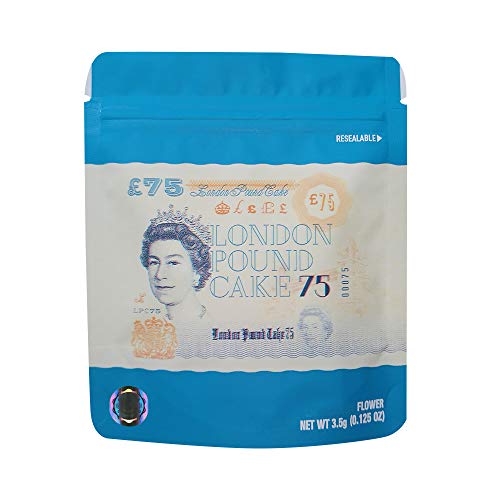 MrMa Rich Smell Proof Mylar Bags Resealable Stand-up Ziplock Foil Bags Food Safe Plastic Aluminum Material With Holo Stickers LabelsLondon Pound Cake 25