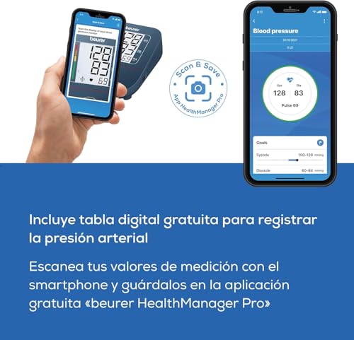 Miniatura 5 de Beurer BM 25 Tensiómetro de brazo, operación sencilla con un botón, medición precisa, detección de arritmias, con puerto USB-C, brazalete para 22-42 cm, transferencia de datos a Apple Health y más