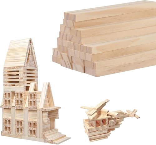50 Holzklötzchen zum Basteln, Holzleisten zum Basteln für DIY-Projekte, Modellbau,100 x 20 x 8mm, Heimwerker und kreative Dekoration, Holz basteln, Bastelholz Klötzchen