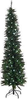 The Christmas Workshop 70660 6ft Green Pre-Lit Slimline Artificial Indoor Decoration | Includes Folding Metal Christmas Tree Stand | 560 Tips & 110 LED Lights