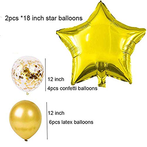 TOYXE Happy Birthday Balloons Decorations Set – 31 Pcs | 13 Golden Letter Balloons, 2 Star Foil Balloon, 4 Confetti & 12 Metallic Latex Balloons | Party Decor for Birthday Celebration - Image 2 thumbnail