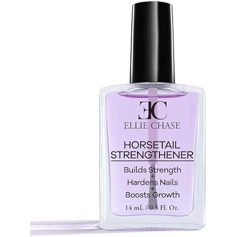 Ellie Chase Horsetail Nail Strengthener, Growth, Hardener, Repair Treatment Polish 0.5 OZ/Help Splits, Breaks, Thin, Weak, Chipped, Damaged, Cracked, Peeling Nails/Grow Strong Hard Thicker Nails Cover