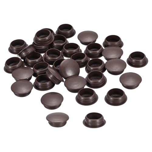 Image of uxcell 200Pcs Screw Hole Plugs, 16mm(5 /8 inch) Dia Plastic Round Button Plugs Snap in Locking Hole Covers Flush Type Caps for Furniture Cabinet, Dark Brown