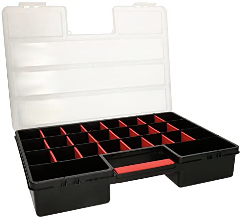 KOTARBAU® Caja clasificadora de 26 compartimientos, Organizador, estuche de piezas pequeñas, Caja organizadora de plástico con asa, Caja de tornillos, Caja surtida para accesorios de taller, Maletín