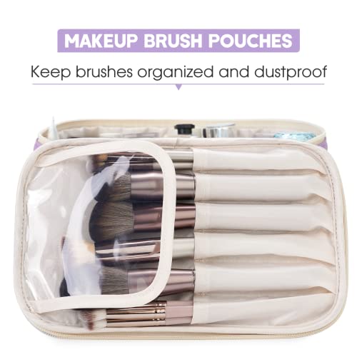 Image of Travel Makeup Bag Large Cosmetic Bag Make up Case Organizer for Women and Girls, Light Purple, Cosmetic Bag