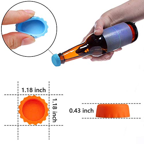 Beer Bottle Caps, Gooze 12 Pack Beer Saver Silicone Rubber Bottle Cap, Soda Bottle Stopper Hat, Reusable Reseal, 6 Colors, Used for Beer, Soda, Soft Drink, Home Brewing, Bottle Mark, With Opener - Thumbnail 4