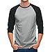 WENKOMG1 Mens Tshirts 3/4 Sleeve, Plain Casual Baseball Tshirts Raglan Jersey Summer Tee T Shirt Men Fashion Man Clothing Camisetas Casuales Hombre (3XL, Gray)