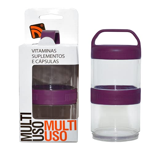 Estojo Pote Multiuso para Suplementos, Frutas o Petiços, Roxo, 2 unidades, Prottector, ref-0057.U/R