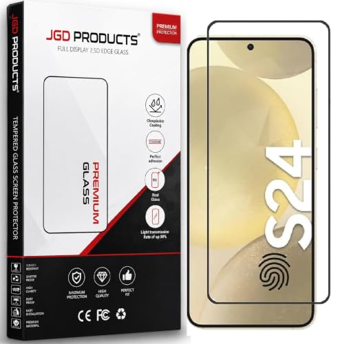 Image of JGD PRODUCTS 100% Fingerprint Unlock Military-Grade Gorilla Tempered Glass for Samsung Galaxy S24 5G with Edge to Edge Coverage - Case Friendly, Anti-scratch and Bubble free With installation kit