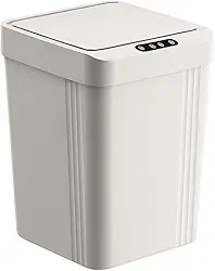 Lixeira Automática Inteligente Com Sensor De Abertura 13L para Banheiro Cozinha Quarto Sala Escritório Moderna e Compacta Design Premium (Branco)