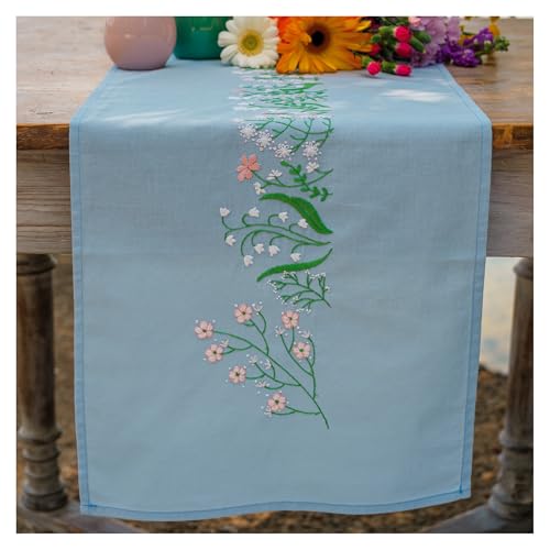 Kit broderie chemin de table fleurs pastel Vervaco 35x95 cm - 2