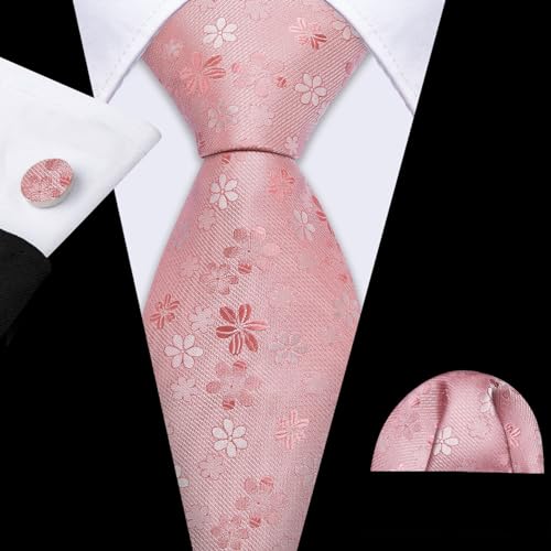 Image of Barry.Wang Fun Animal Ties for Men Designer Handkerchief Cufflink WOVEN Casual Necktie Set Festival