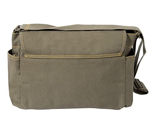 Heavyweight Canvas Classic Messenger Bag With Stencil Crossbody Shoulder Bag, Olive Drab #TOP3