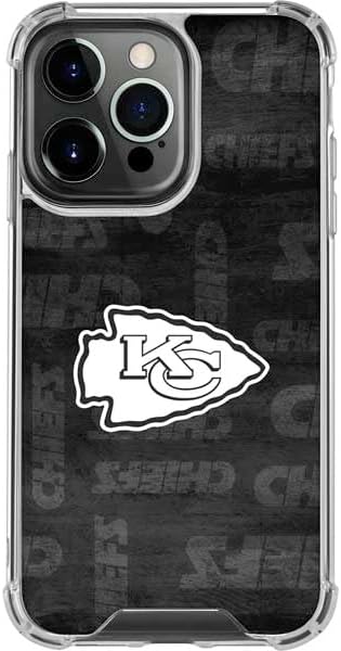 Skinit Clear Phone Case Compatible with iPhone 15 Pro - Officially Licensed NFL Kansas City Chiefs Black & White Design