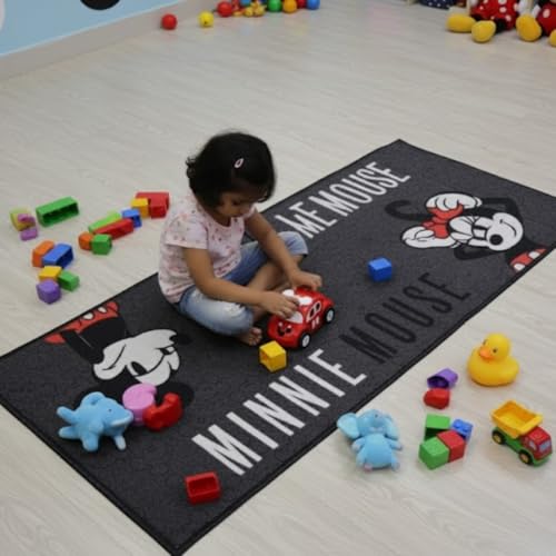 Image of Athom Living Mickey & Minnie Mouse Runner Carpet 2x4.5 Ft, Soft Printed Mat with Anti-Skid Backing, Durable Washable Runner for Kids Bedroom, Play Area & Playroom Decor