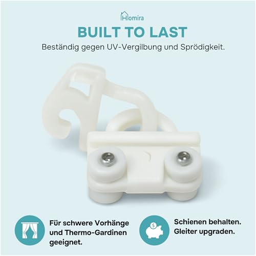 Gardinengleiter 24 Stück passend für IKEA KVARTAL Gardinen System Ersatz Rollen Einsätze