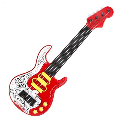COLORBABY Bontempi Guitarra eléctrica Infantil, 51 cm, Incluye melodías y Sonidos, Luces de Colores, Púa, Cuerdas Metal, Instrumentos Musicales, Apagado automático, Juguete para niños 3 años (47904)