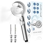 ​​シャワーヘッド マイクロナノバブル 節水 高洗浄力 5段階水流 毛穴ケア 美髪モード 手元ストップ 肌ケア G1/2対応 4種アダプター付き 簡単取付​