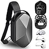 SARLAR Travel Carrying Case for Oculus Meta Quest 3S/Quest 3/Quest 2 VR Headset and Controller Accessories, Large Space Hard Case Fits BOBOVR/Kiwi Design Battery Head Strap, Crossbody Sling Bag