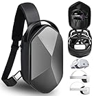 SARLAR Travel Carrying Case for Oculus Meta Quest 3S/Quest 3/Quest 2 VR Headset and Controller Accessories, Large Space Hard Case Fits BOBOVR/Kiwi Design Battery Head Strap, Crossbody Sling Bag