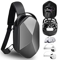 SARLAR Travel Carrying Case for Oculus Meta Quest 3S/Quest 3/Quest 2 VR Headset and Controller Accessories, Large Space Hard Case Fits BOBOVR/Kiwi Design Battery Head Strap, Crossbody Sling Bag