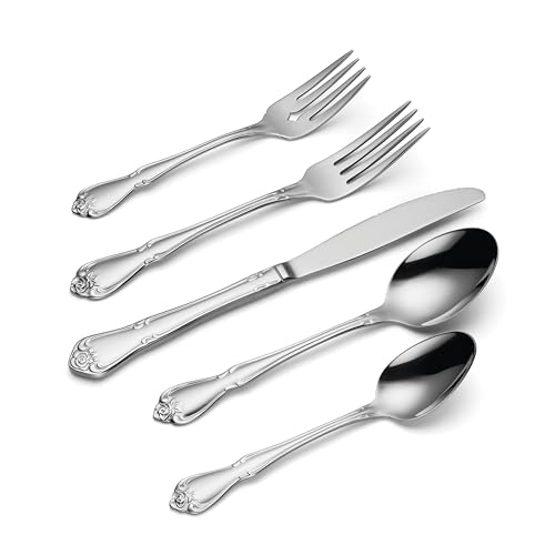 Oneida True Rose 45 Piece Everyday Flatware, Service for 8, 18/0 Stainless Steel, Silverware Set, Silver by Oneida - Image 3