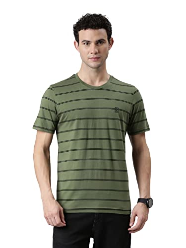 Image of F A S O Men's T-Shirt - Super Soft Combed Cotton Rich Fabric Sporty Striped Design Customized Comfort Fit