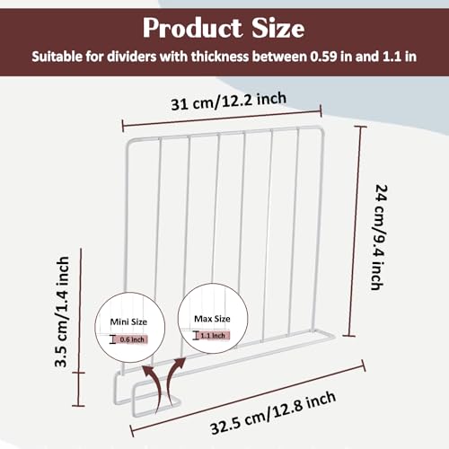 Image of JD FRESH 3-Piece Shelf Divider Set /Metal Wardrobe Separator for Clothes /Books & Pantry Storage /Partition for Shelves /Closet & Cupboard Organizer for Home & Office (White)