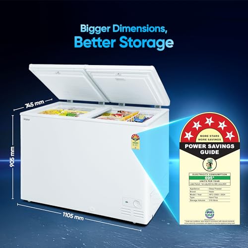 Image of Haier HFC-350DM5, 5 Star Rating Double Door Convertible Deep Freezer, 5 Side Freezing, Dual Condenser, Inside Metal Liner with 70mm Puff Thickness (White)