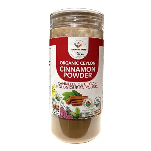 Premium Organic Ceylon Cinnamon Powder, 5.29 oz (150 grams) True Ceylon, USDA Certified, Non-GMO, Gluten-Free, Pure Sri Lankan Cinnamon for Cooking, Baking and Brewing