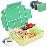 Bugucat Bento Lunch Box 1330ML,kids Lunch Box Bento Boxes with 6 Compartments Cutlery,Leak Proof Lunchbox Snack Boxes for Kids Adult,Kids Lunch Box with Compartments for School Kindergarten Dgreen