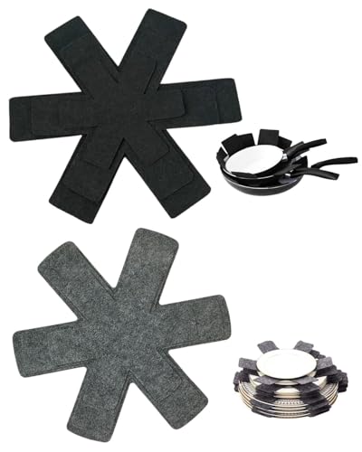ZKUNL Juego de protectores de utensilios de cocina - 12 piezas (38 cm/35 cm/26 cm) - Separador de utensilios de cocina de fieltro antideslizante - Almohadilla de aislamiento térmico