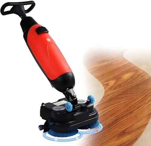 Lightweight Commercial Floor Scrubber Machine - 17" Electric Cleaner with Rotary Double Brushes & 360° Rotating Head for Efficient Cleaning - Ideal for Businesses & Large Spaces