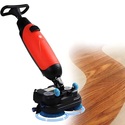 Lightweight Commercial Floor Scrubber Machine - 17" Electric Cleaner with Rotary Double Brushes &amp; 360° Rotating Head for Efficient Cleaning - Ideal for Businesses &amp; Large Spaces