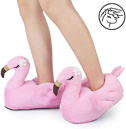 corimori 1847 (10+ designs) Tiffany The Flamingo Cute Plush 3D Animal Shaped Slippers, Funny Lounge Shoes, Childrens sizes 9-2 | Image 5