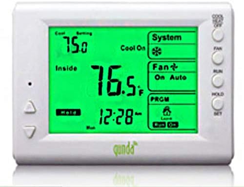 Thermostat Programmable Digital Thermostat, 5+2 Day, Horizontal Mount– Backlit LCD, 1H/1C Dual Powered 6.8 sq. inch Display Screen.