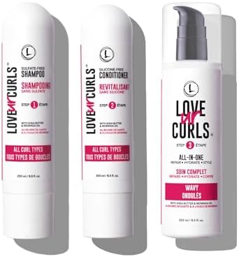 Love Ur Curls Curly Hair Shampoo and Conditioner with Curl Cream Styler Set
