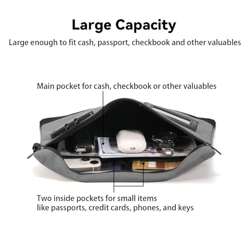 Image of KOSMCCO Money Bag with Lock, 11.8 x 7.9 Inches Durable Canvas Cash Bag Bank Bag for Cash