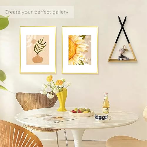 Image of Golden State Art, 12x16 Picture Frame Set of 3, Gold Thin Border, Display Photo 8.5x11 with Mat or 12x16 Without Mat, Poster Frame for Wall Hanging Horizontal and Vertical
