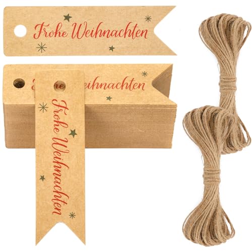 G2PLUS Braun Weihnachten Geschenkanhänger 100 Stk.