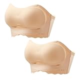 Necalisi rückenfreier BH Hellgelb (2pcs) Damen BH ohne Buegel BH Trägerloser Abnehmbare Träger Push Up Unterwäsche Lingerie büstenhebe Damen 105D